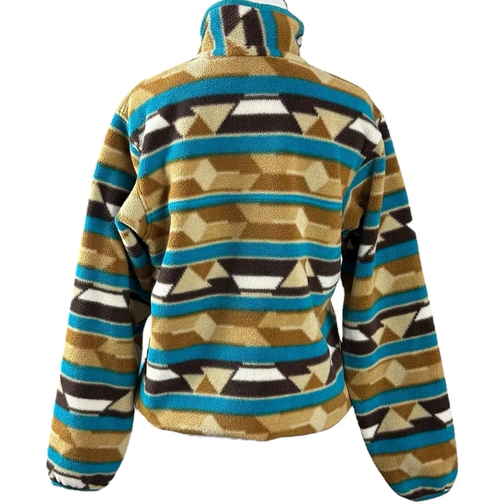Patagonia Synchilla Snap T Fleece Guatemalan Tango Bear Brown Aztec Print Small - Image 4