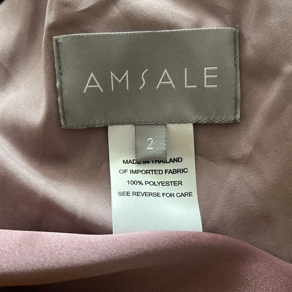 NWT Amsale Draped Satin One Shoulder Dress Mauve, Size 2 New w/Tag Pink - Image 6