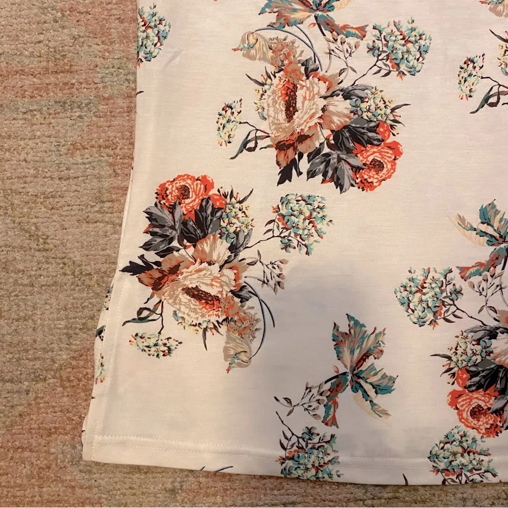 Poetsky Lace Trim Floral Print Sleeveless Top White - Image 8