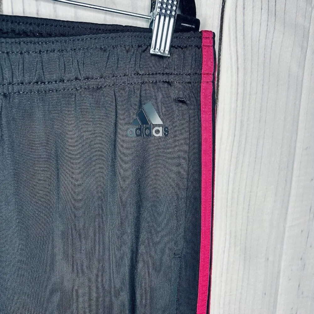 Adidas Jersey Track Pants Womens Sz L (32x30) Black Pink Active Sport Gym - Image 3