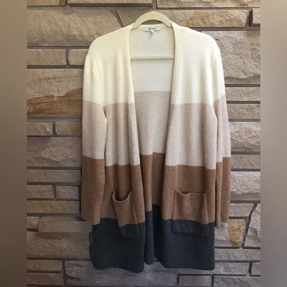 Madewell KENT COLORBLOCK CARDIGAN IN ANTIQUE CREAM Tan Medium Alpaca Wool - Image 11