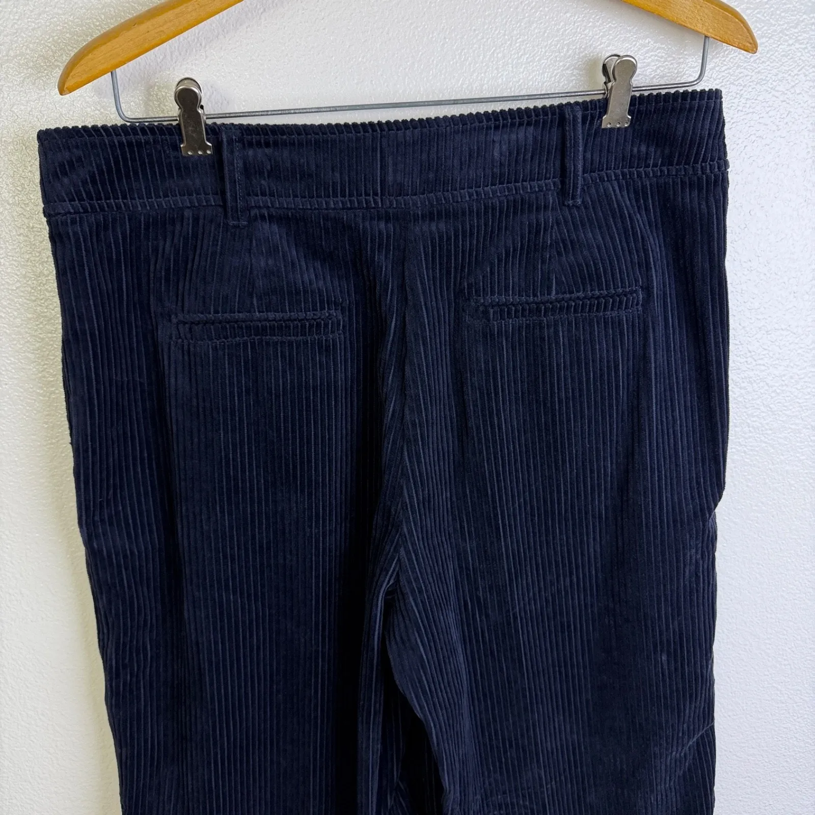 Boden Wide Leg Corduroy Pants Womens Size 12 Navy Blue Pleated 34x29 - Image 7