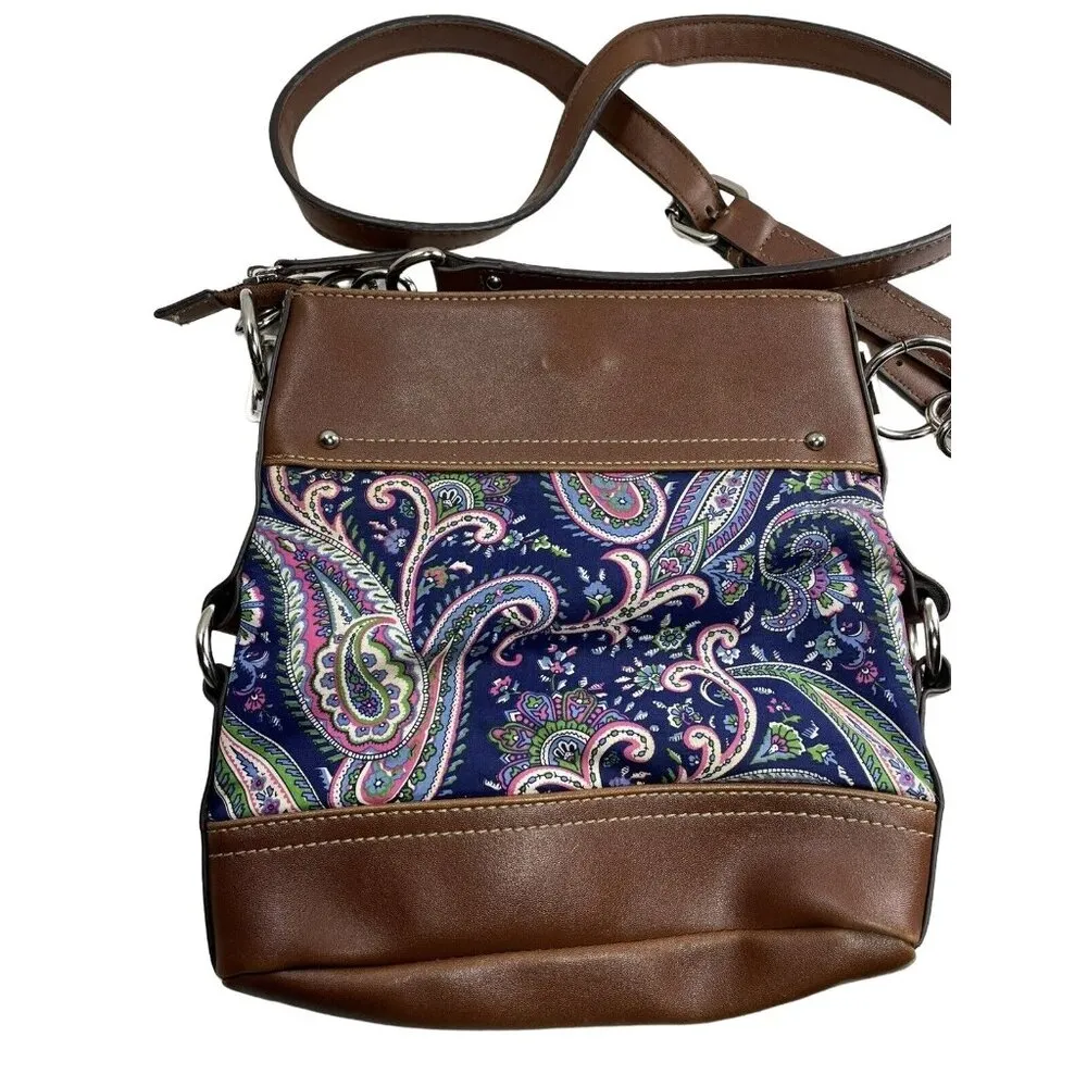 Ralph Lauren Cross Body Purse Chaps Shoulder Bag Paisley Adjustable Strap u - Image 2