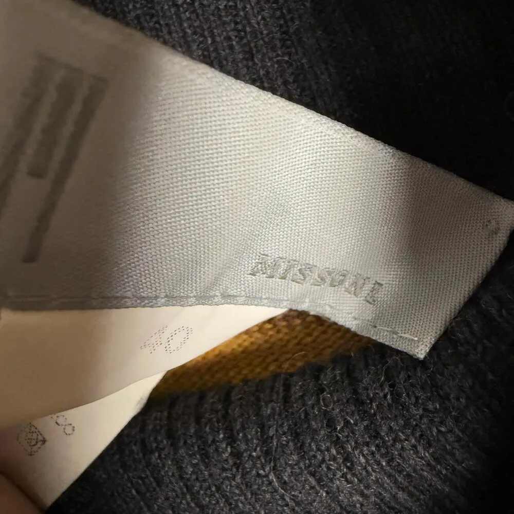 Vintage Missoni Wool Black Yellow Striped Turtleneck Short Sleeve Dress Size S - Image 9