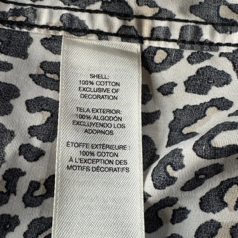 Chico’s SZ 1 (Medium) Top Leopard Zebra Print Button-Up 3/4 Sleeves Hi-Low Hem - Image 8