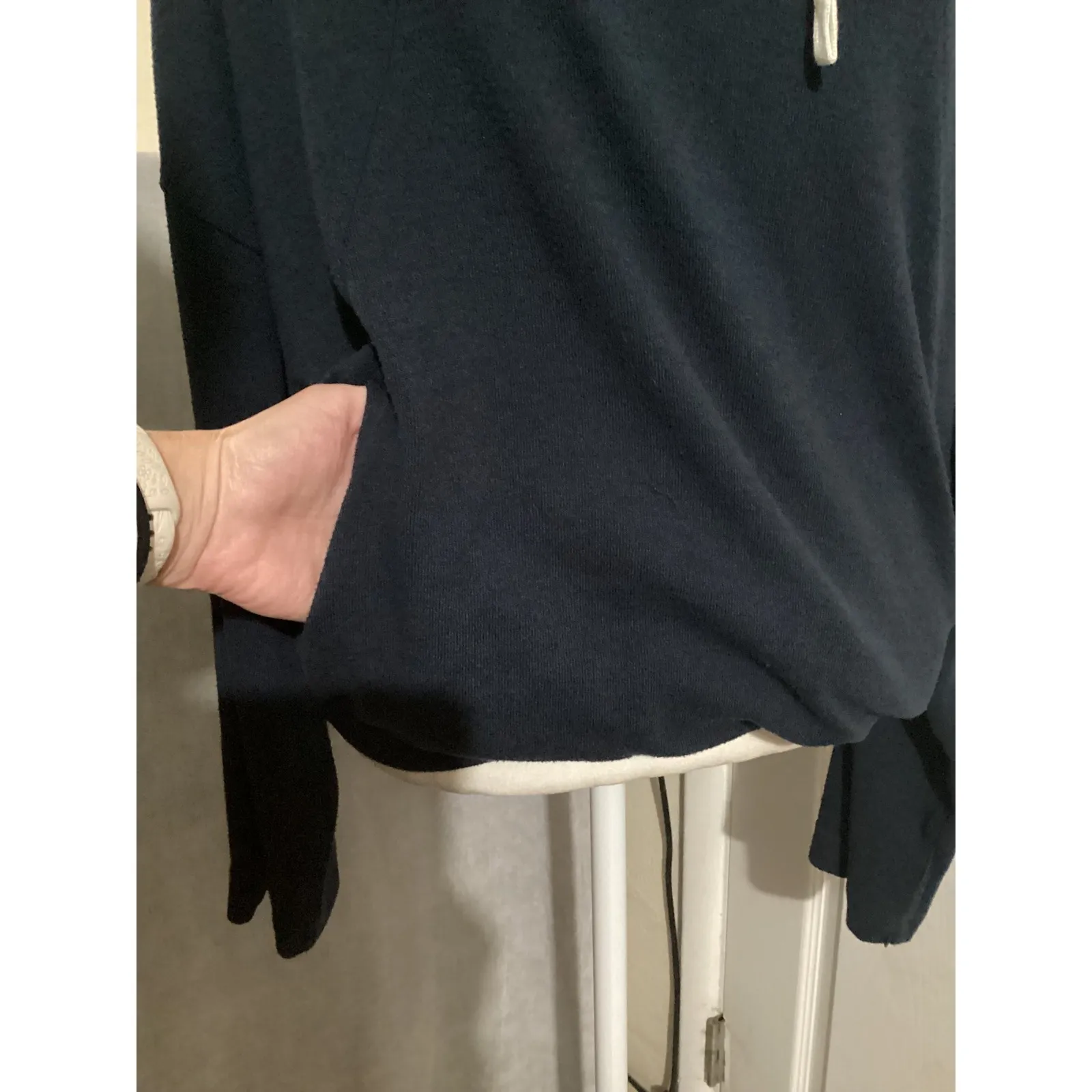 prAna Navy Blue Unwind Lounge Hoodie Sweatshirt Pullover Drawstring Pocket S - Image 3