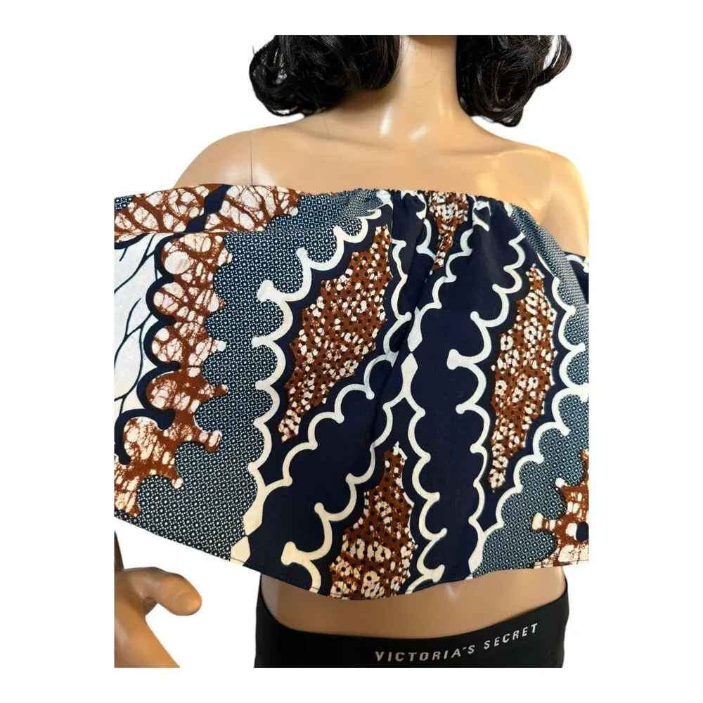 Vintage Royal Native crop off or on the shoulder crop print top size small - Image 12