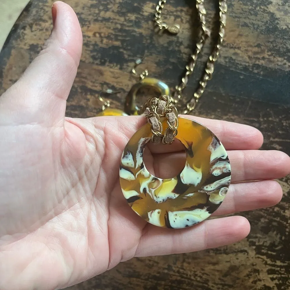 Vintage Bijoux Terner-Tiger striped necklace w/ earrings jewelry 80s/90s - Image 6