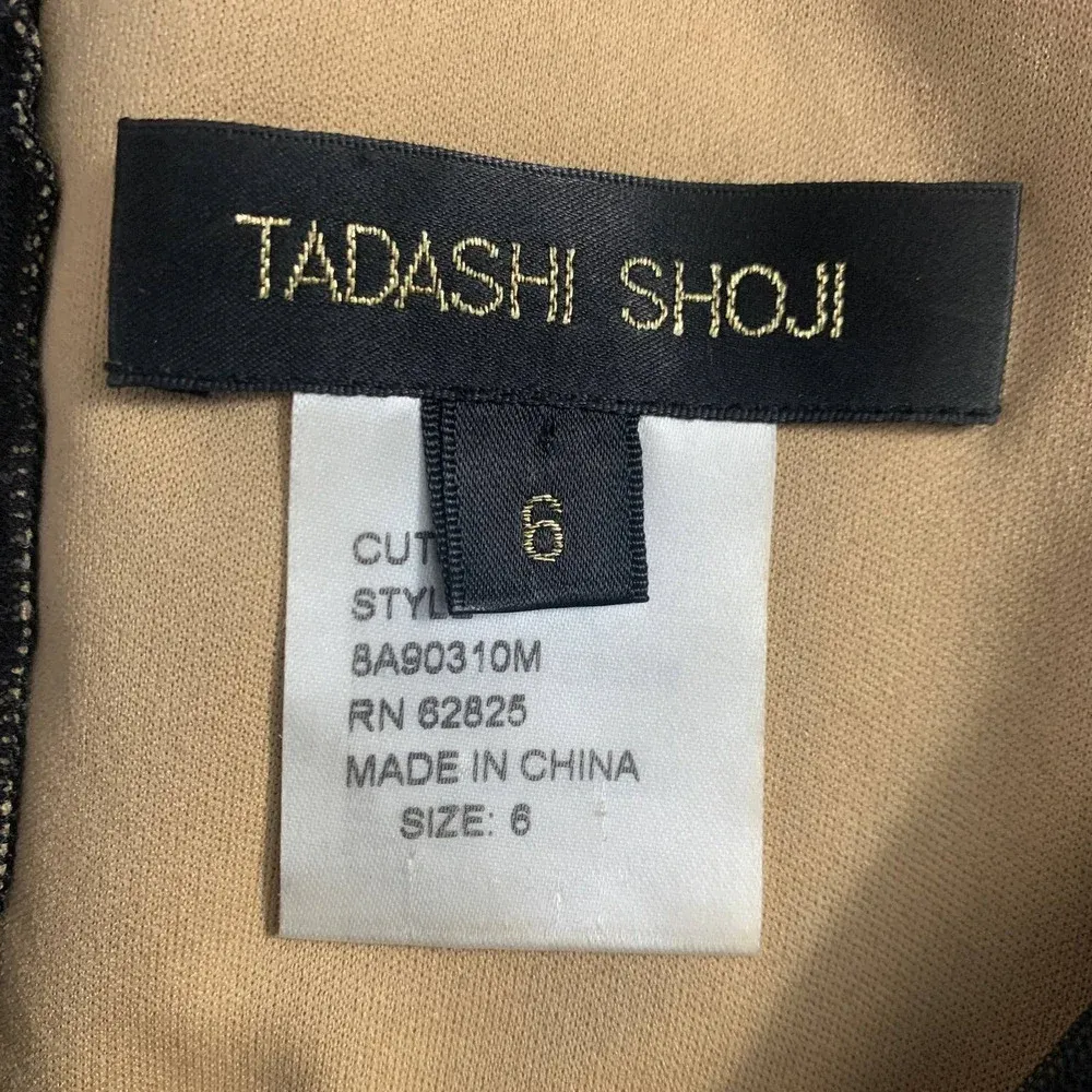 Tadashi Shoji Black Nude Sequin 3/4 Sleeve Mini Dress Size‎ US 6 - Image 11