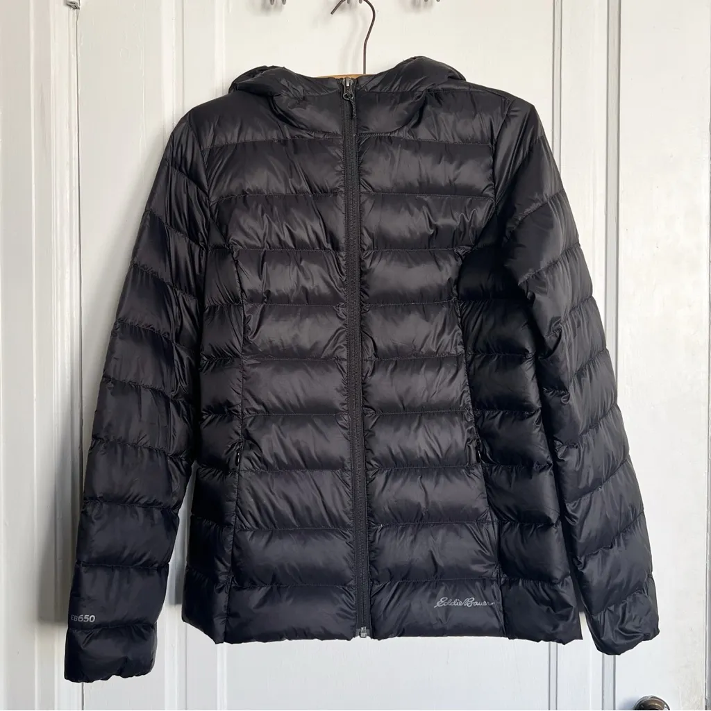 Eddie Bauer • CirrusLite Down Hooded Jacket black puffer quilted winter snow 650 - Image 2
