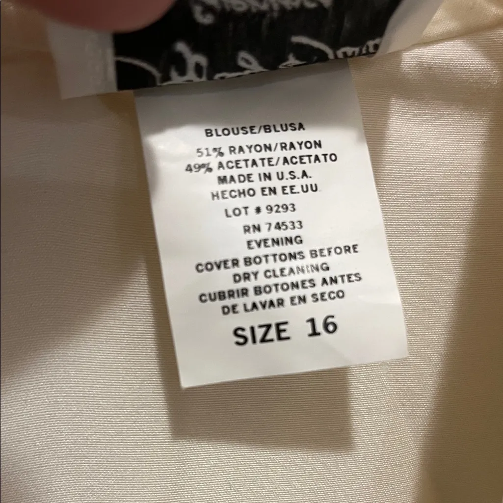 Vintage Elegant Blouse Jeffrey and Dara Evenings Tom Barra Shirt Size 16 - Image 7