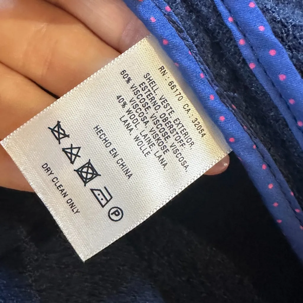 ANTHROPOLOGIE Elevenses Wool Blend Navy Jacket Blazer with Fun Details Size 14 - Image 12