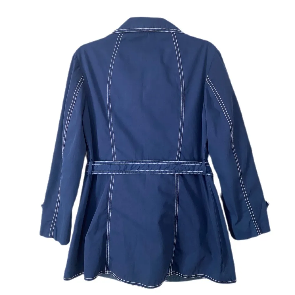 Vintage 60’s/70’s Navy Trench Coat with White Accents Parisian Chic Old Money Blue Size undefined - Image 3
