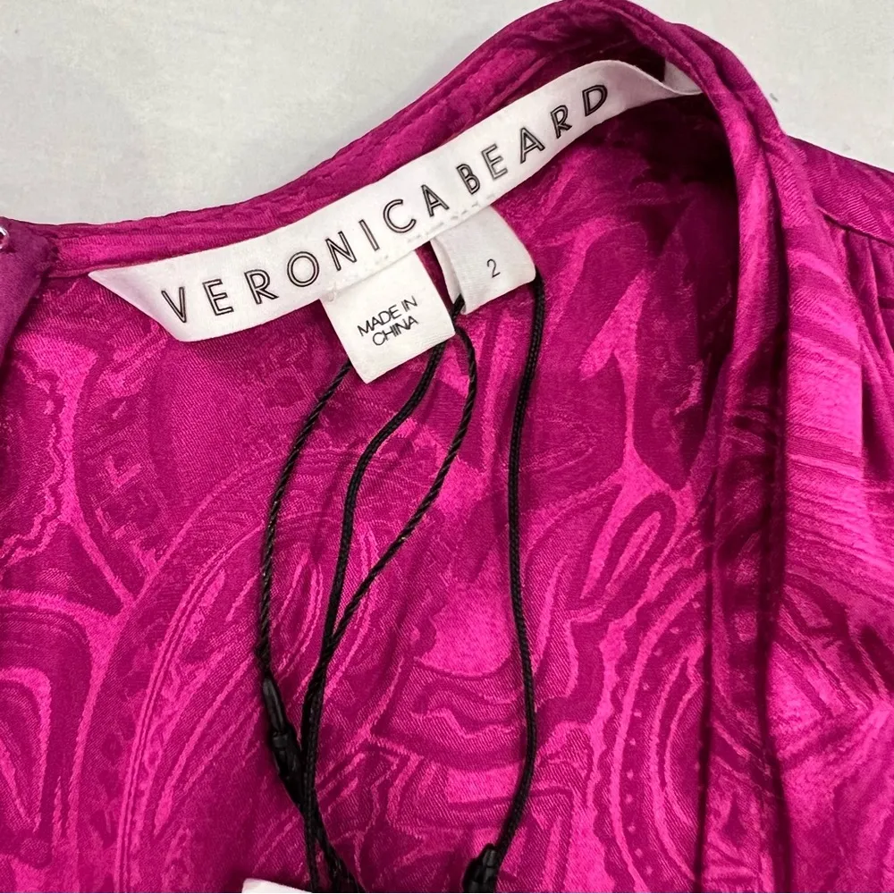 Veronica Beard Weiss Side Ruffle Long Sleeve Silk Blend Maxi Dress - Image 6