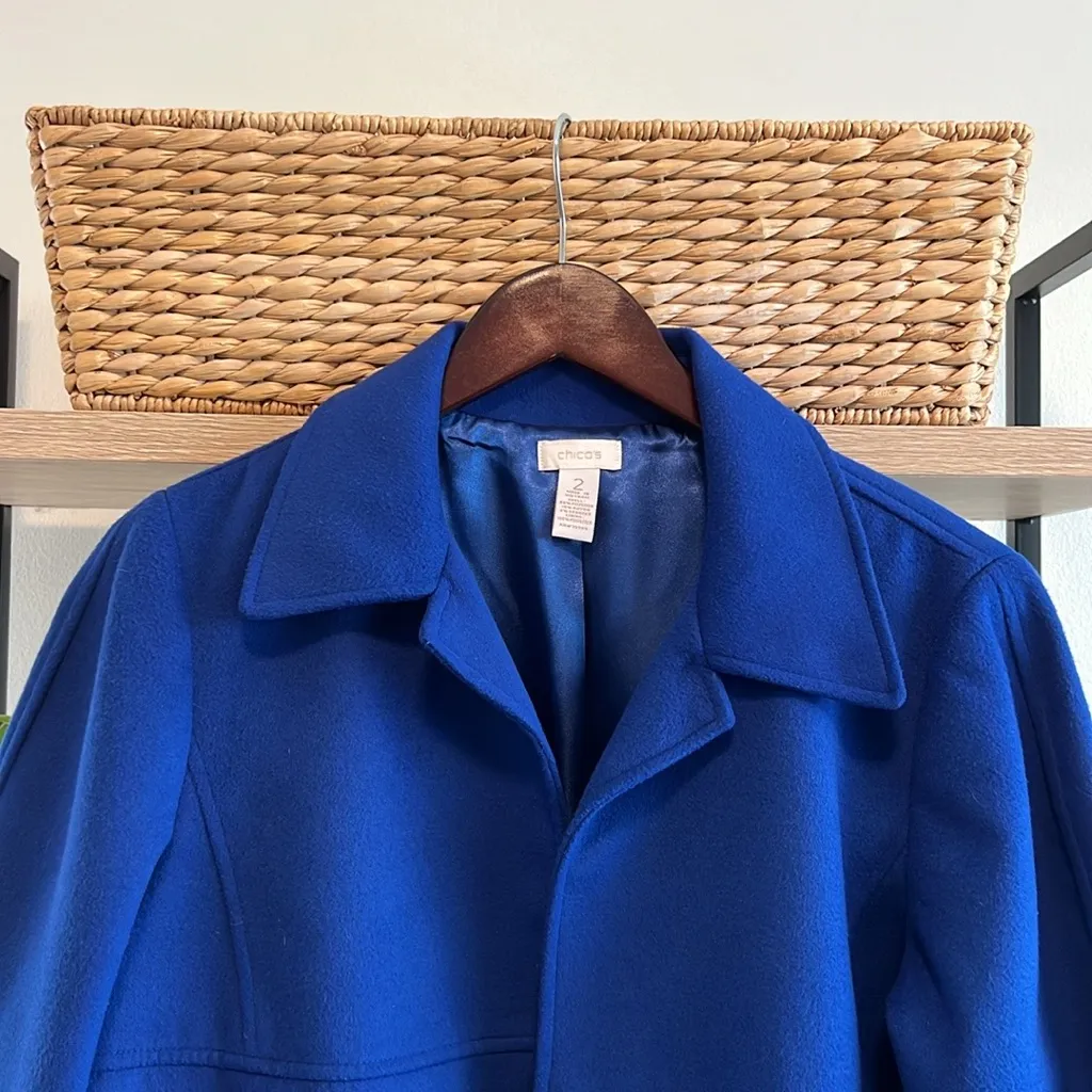 Chico's Polar Fleece Open Front Peacoat/ Jacket with Pockets, L / 12 - Image 4