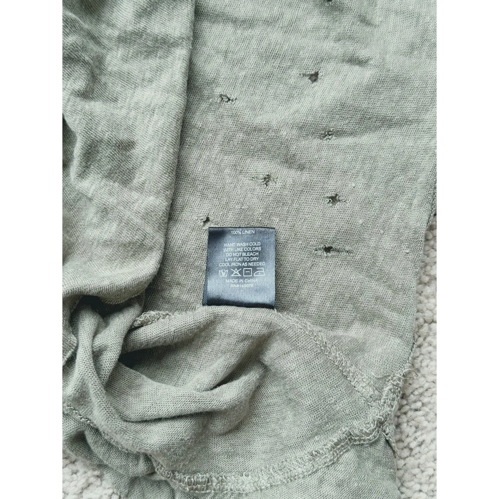 Generation Love Distressed Ruffle Short Sleeve Top Medium Green Soft Grunge Fall - Image 7