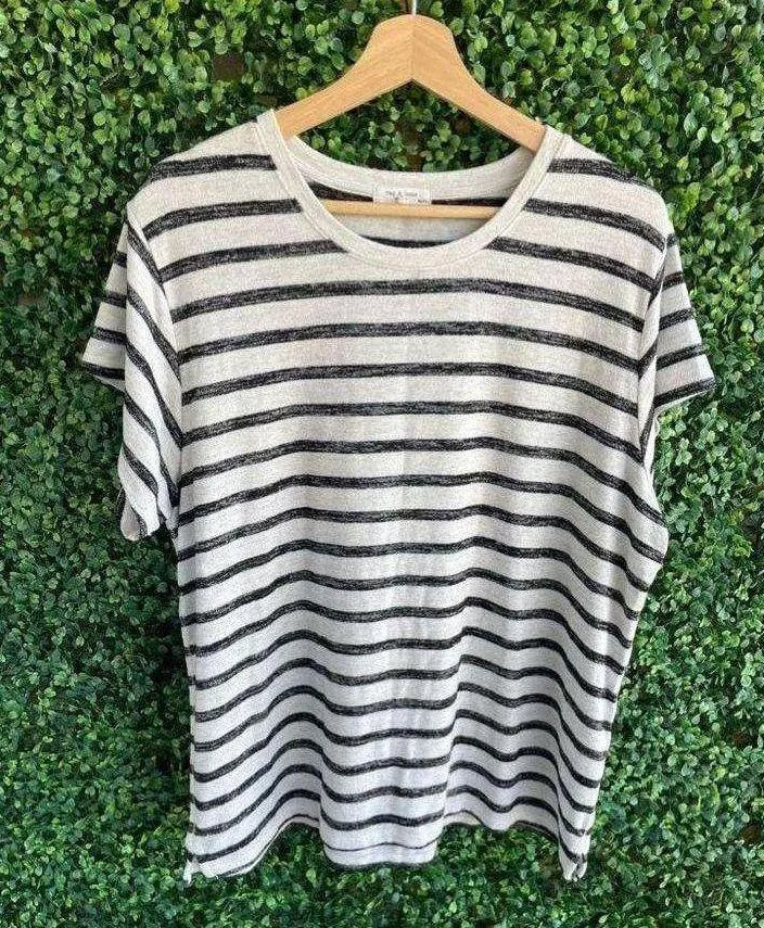 NWOT Rag & Bone The Knit Stripe Tee in Grey - Image 6