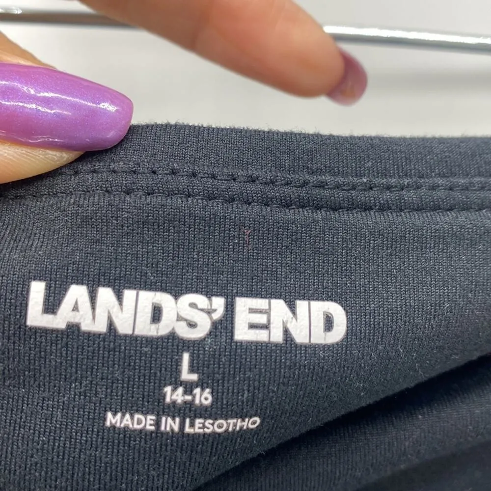 Lands End black wide leg leggings pockets on the back casual comfy every day Size L - Image 4