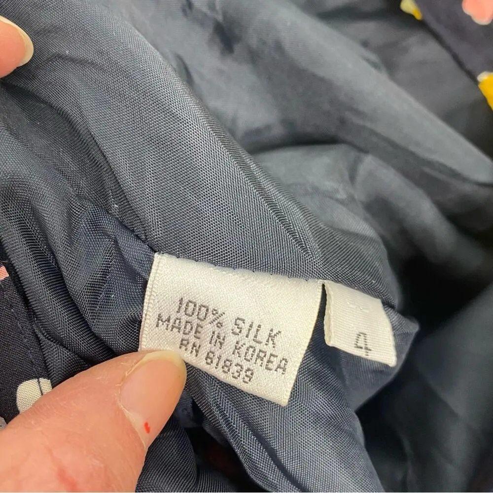 Rickie Freeman for Teri Jon Vintage Linen Jacket Silk Skirt Suit Set Floral 4 Black - Image 13