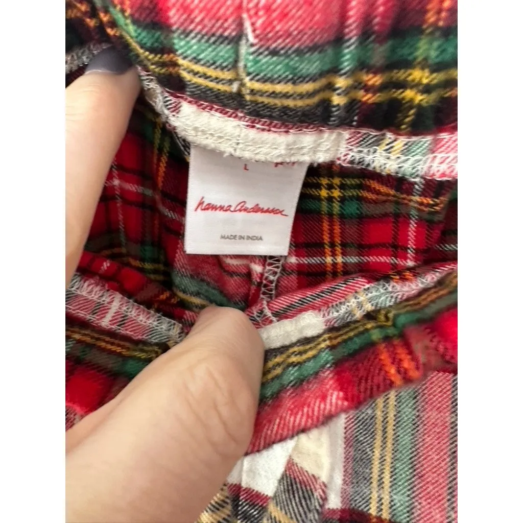 Hanna Andersson Red Plaid Flannel Pajama Pants Size Large - Image 5