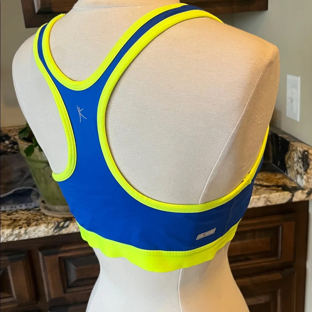 Keep Moving Bright Blue Neon Yellow Sports bra performance New Size M - Image 7