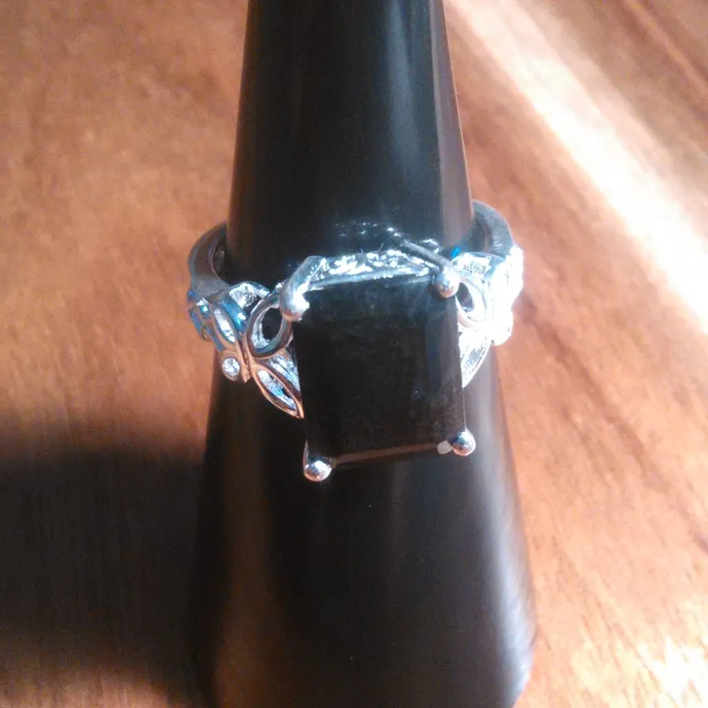 Australian Black Tourmaline Sterling Silver Solitaire Ring (Size 5) - Image 12
