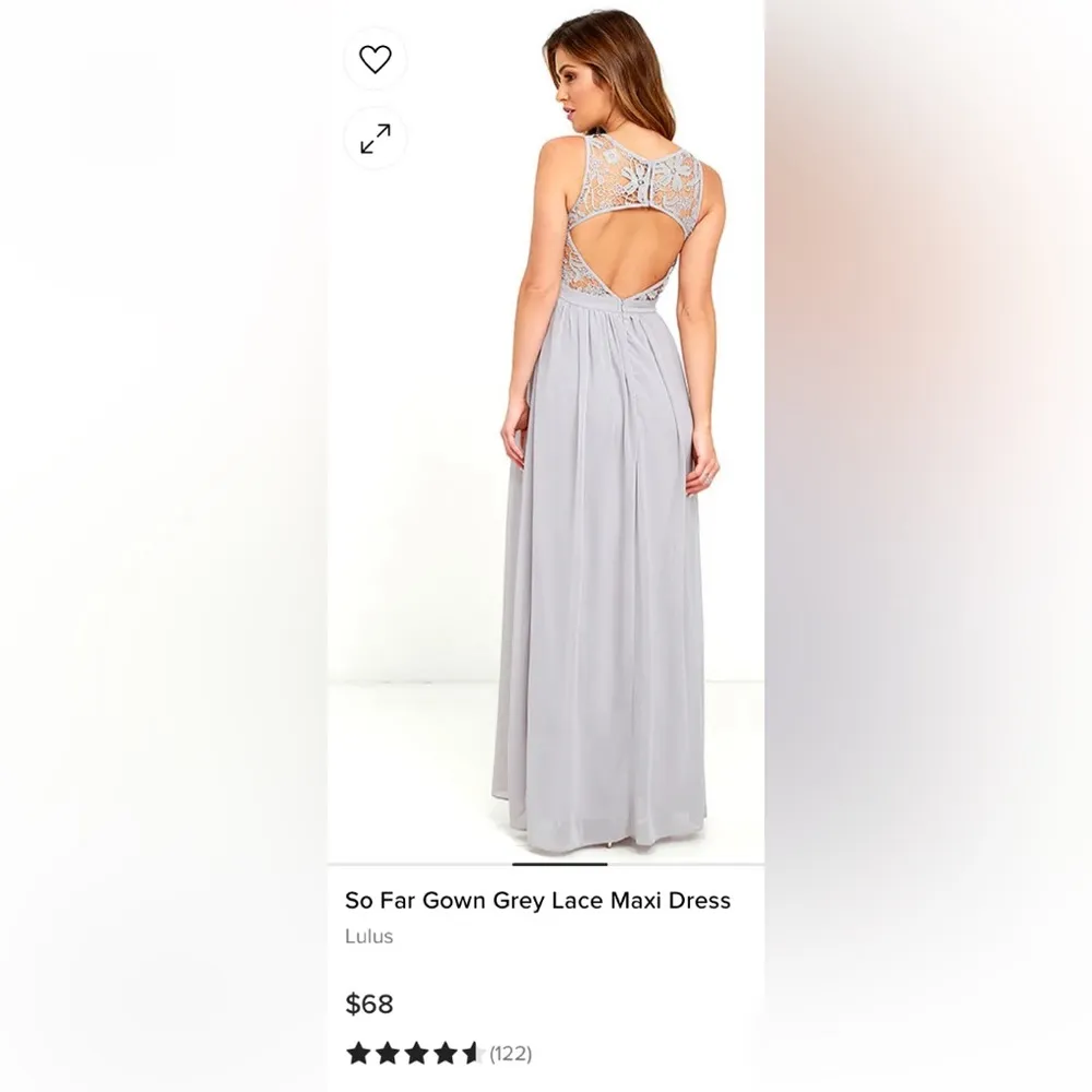 Lulus So Far Gown Lacey grey Maxi dress - Image 10