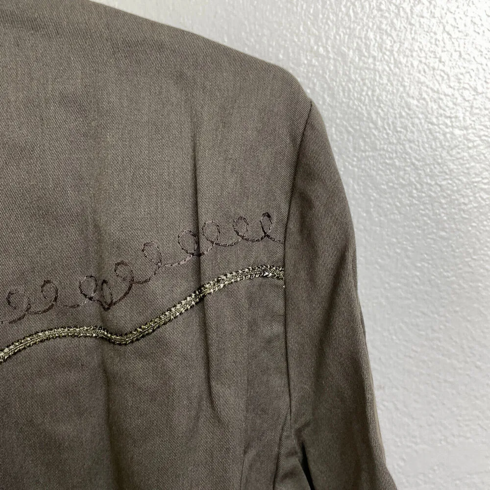 Vintage Scully Womens Western Shirt Medium Brown Pearl Snap Chainstitch Cowgirl - Image 4