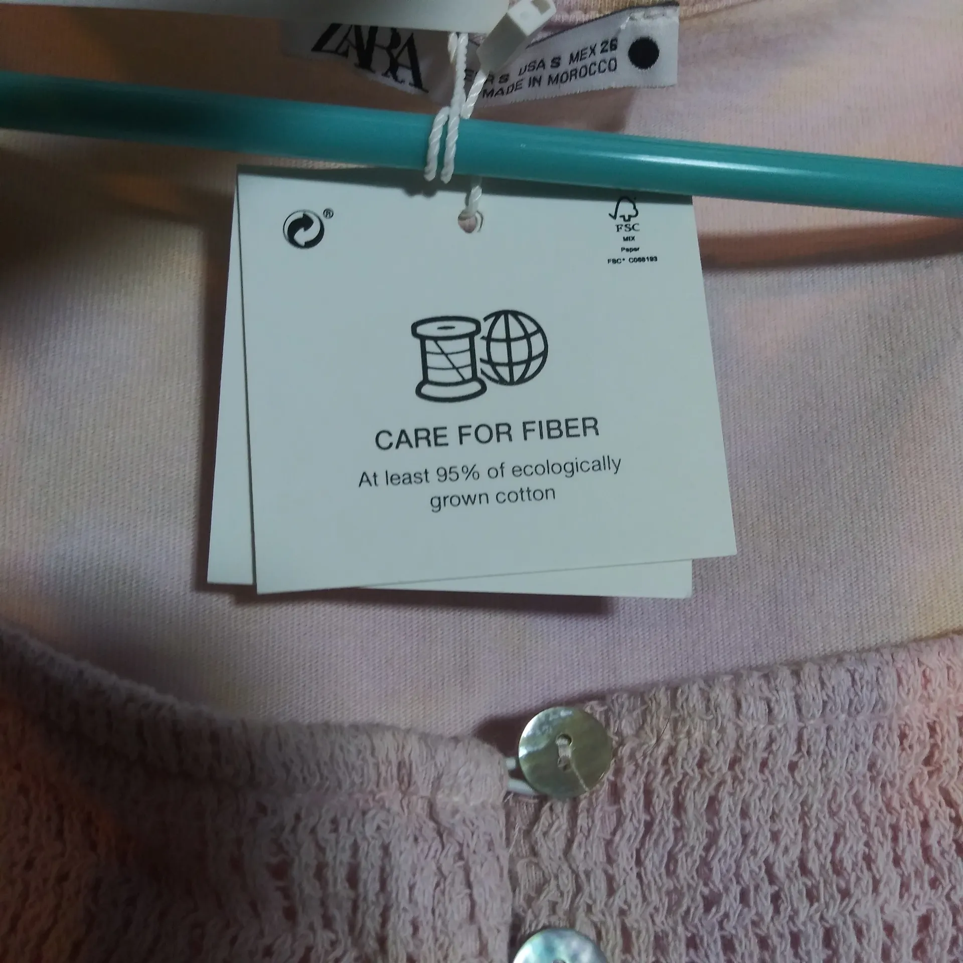 Zara Pink Tie Dye Puff Sleeve Button-Up Women's Blouse Crop Top Size Small - Image 9