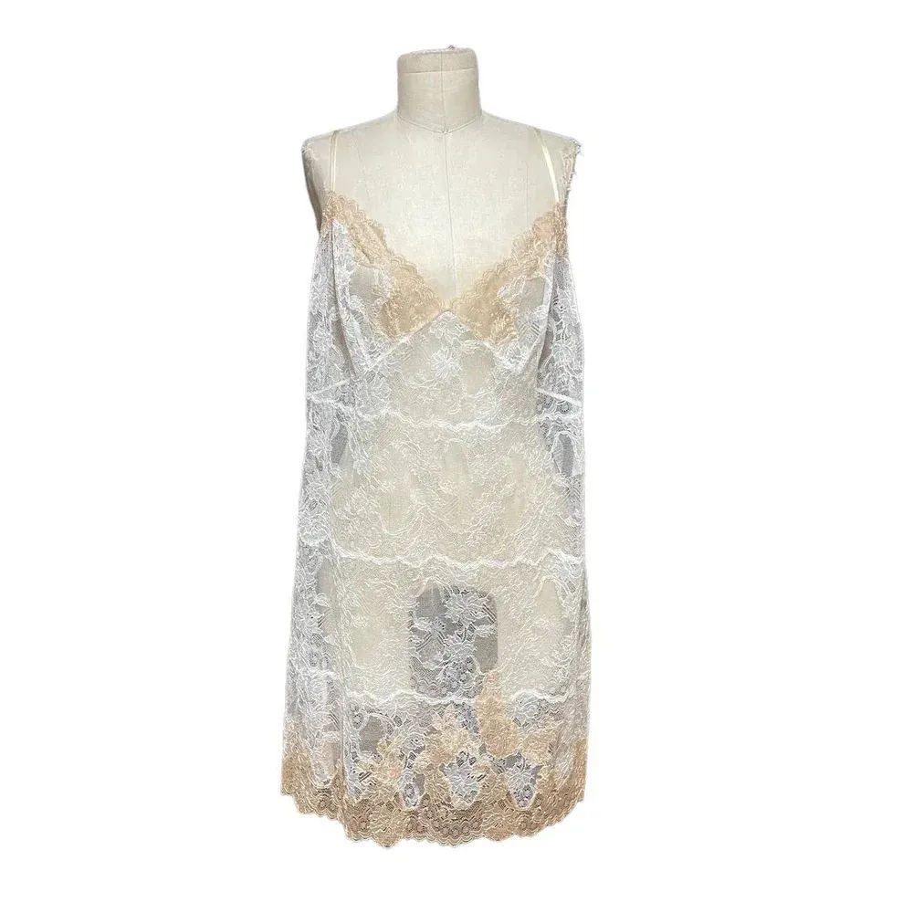 Josie‎ Natori Chantilly Bordered Lace Chemise Lingerie White Size XL - Image 3