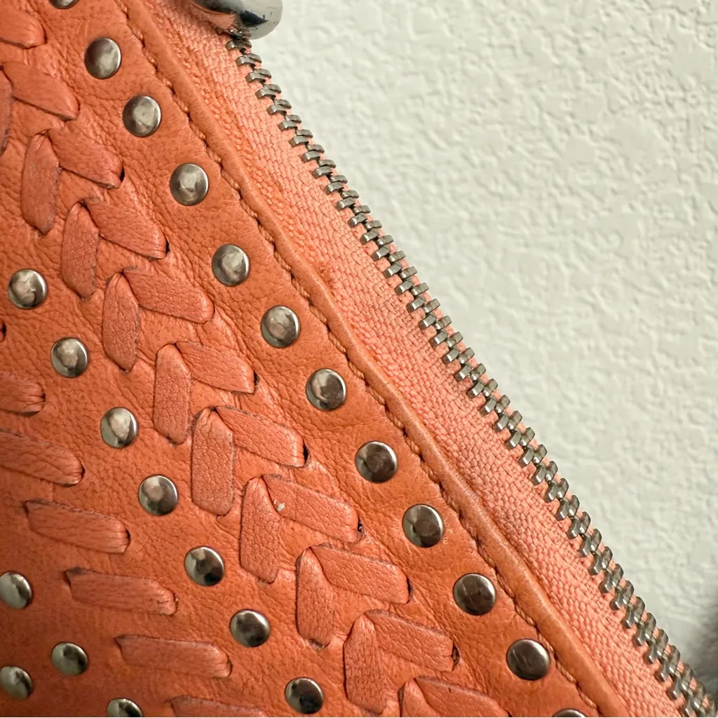MARC New York ANDREW MARC Orange Leather Studded Woven Crossbody Bag - Image 14
