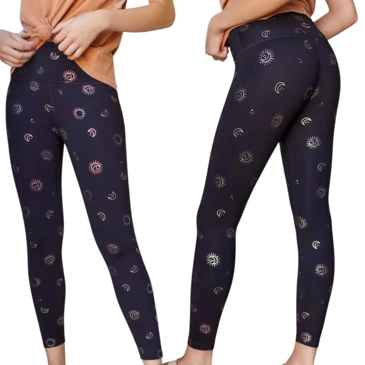 BEYOND YOGA Sun & Moon High Waisted Midi Legging Black Rose Gold Size Large - Image 2