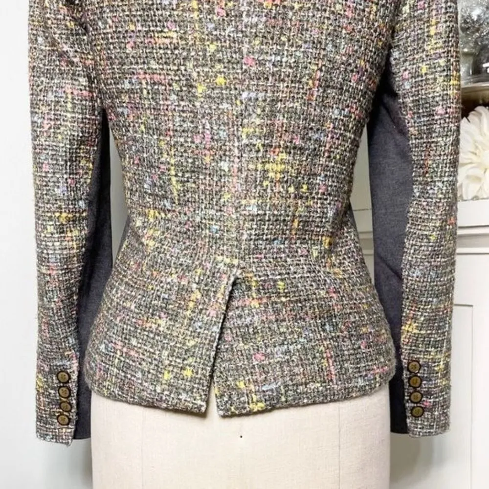 Trina Turk Green Plaid Tweed Blazer Jacket Golden Eye 2 XS - Image 8