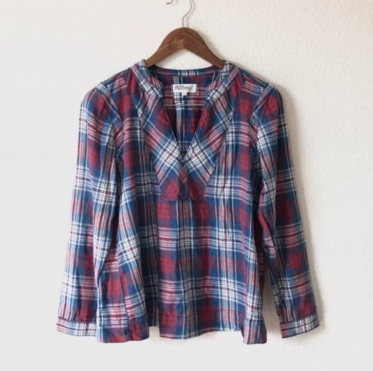 Madewell Indigo Dyed Popover Shirt in Plaid - Image 4