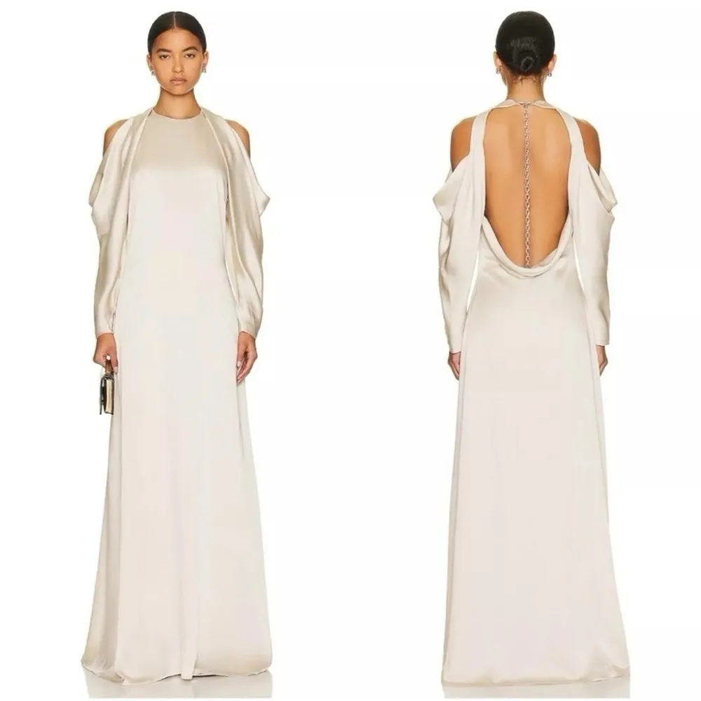 Jonathan Simkhai Caitlyn Champagne Satin Open - Image 9