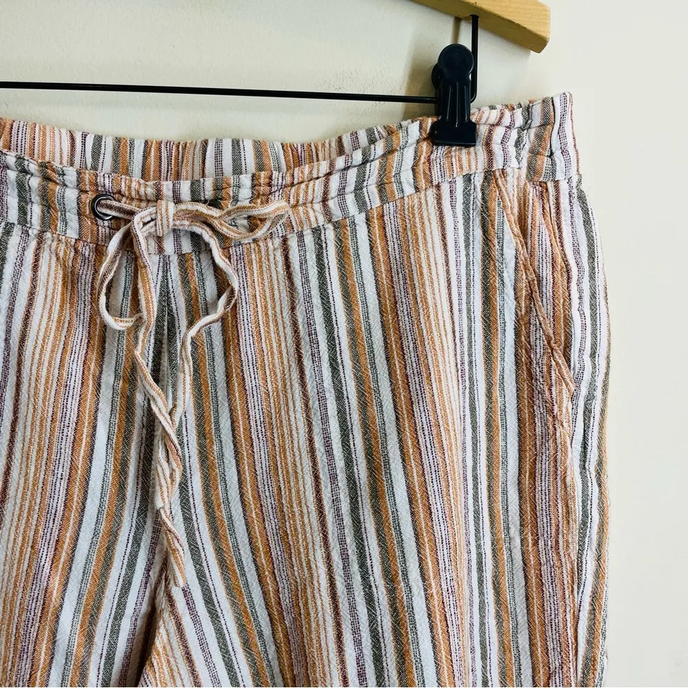 For Cynthia Linen Blend Striped Drawstring Pants size XL - Image 3