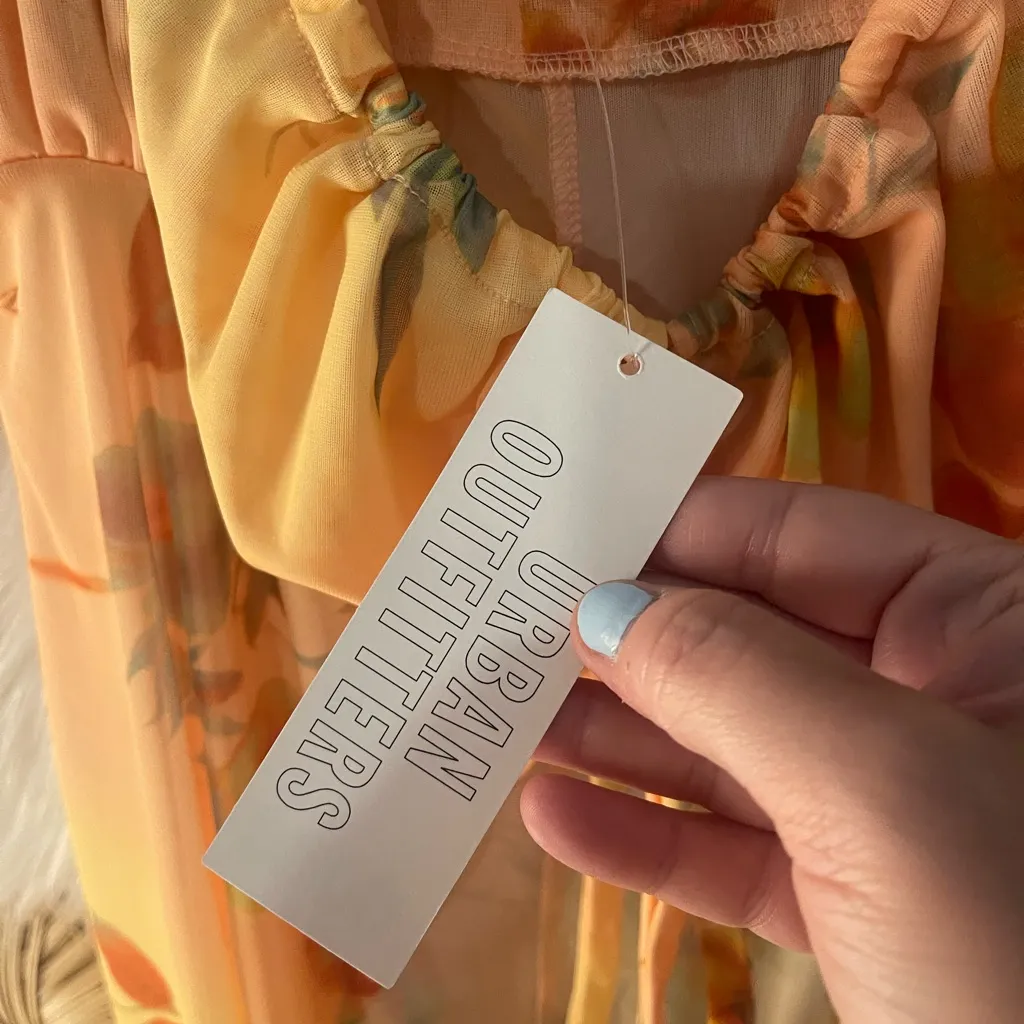 Urban Outfitters Angelic Longline Flyaway Cami Floral Sheer Tie-Front Top Fairy - Image 11