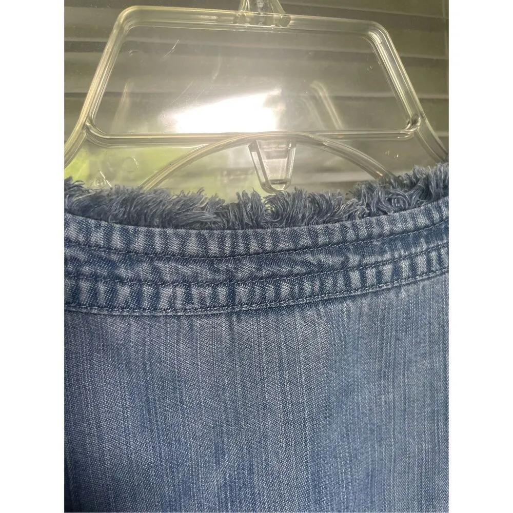 NWT JJill Lightweight Fringe Neck Button Front Denim Shirt Dress XLP Blue Size undefined - Image 9