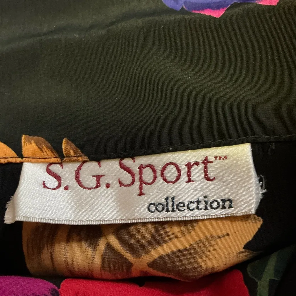 Vtg 90s flowers n leaves bright top Black Size L - Image 3