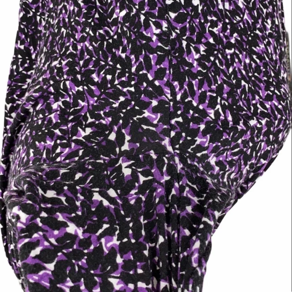 Michael  Purple/Black Boho Floral Leaf Print Blouse - Image 9