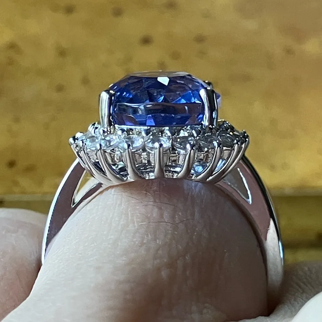 Color Changing Fluorite Sterling Silver Halo Ring Size 6 Blue - Image 3