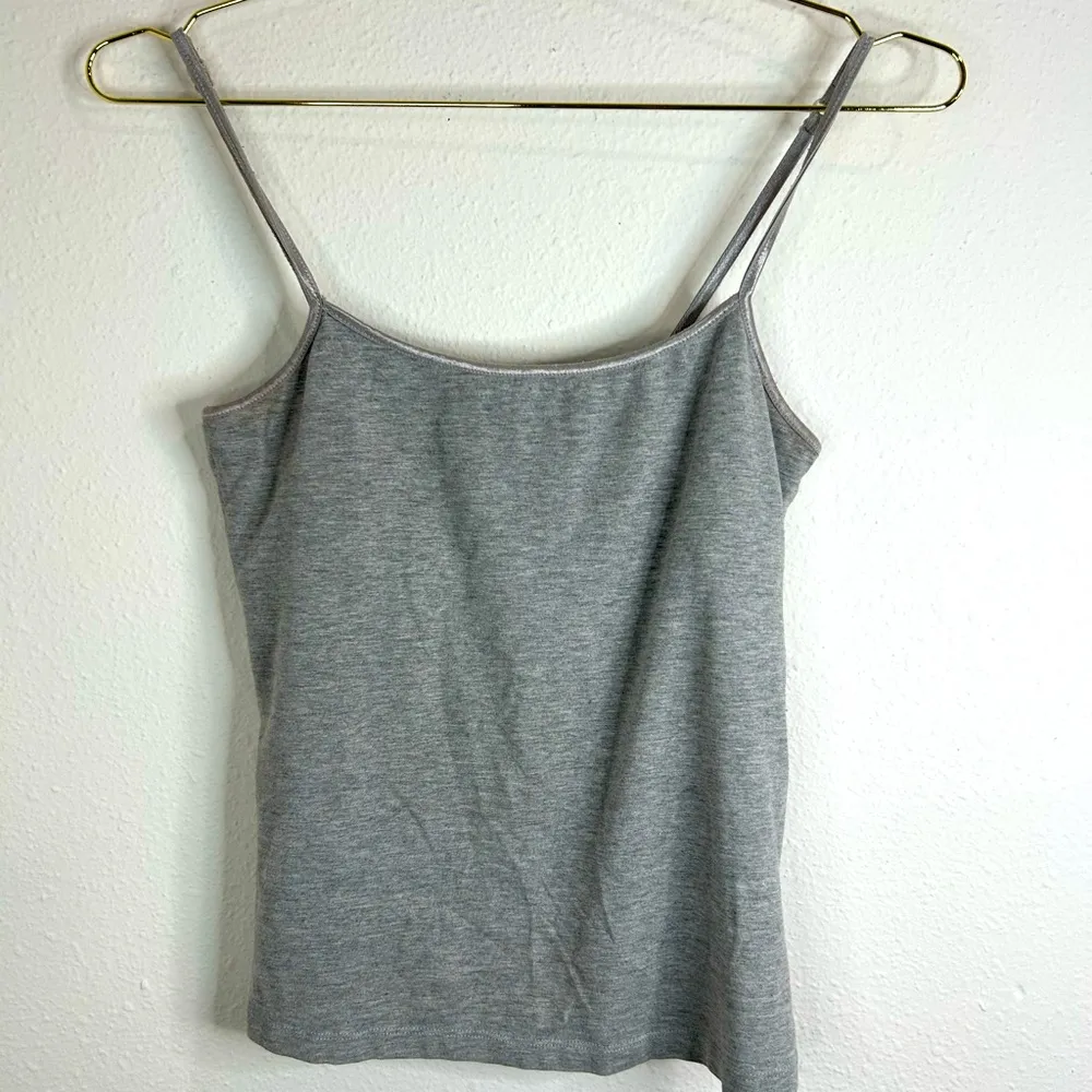Wet Seal Gray Cami Tank Top Medium Stretch Cotton Adjustable Strap Basic Layer - Image 2