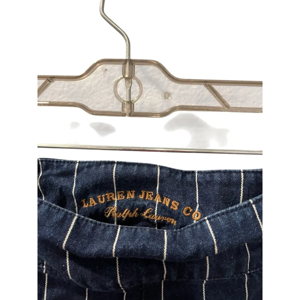 Vintage 90's Lauren Jeans Co. Pinstriped Button Fly Denim Short Size 4 Cotton - Image 4