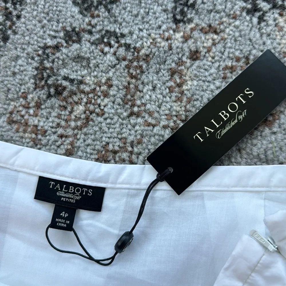 Talbots Petites Eyelet Lace Pleated A-Line Skirt White 4P - Image 5