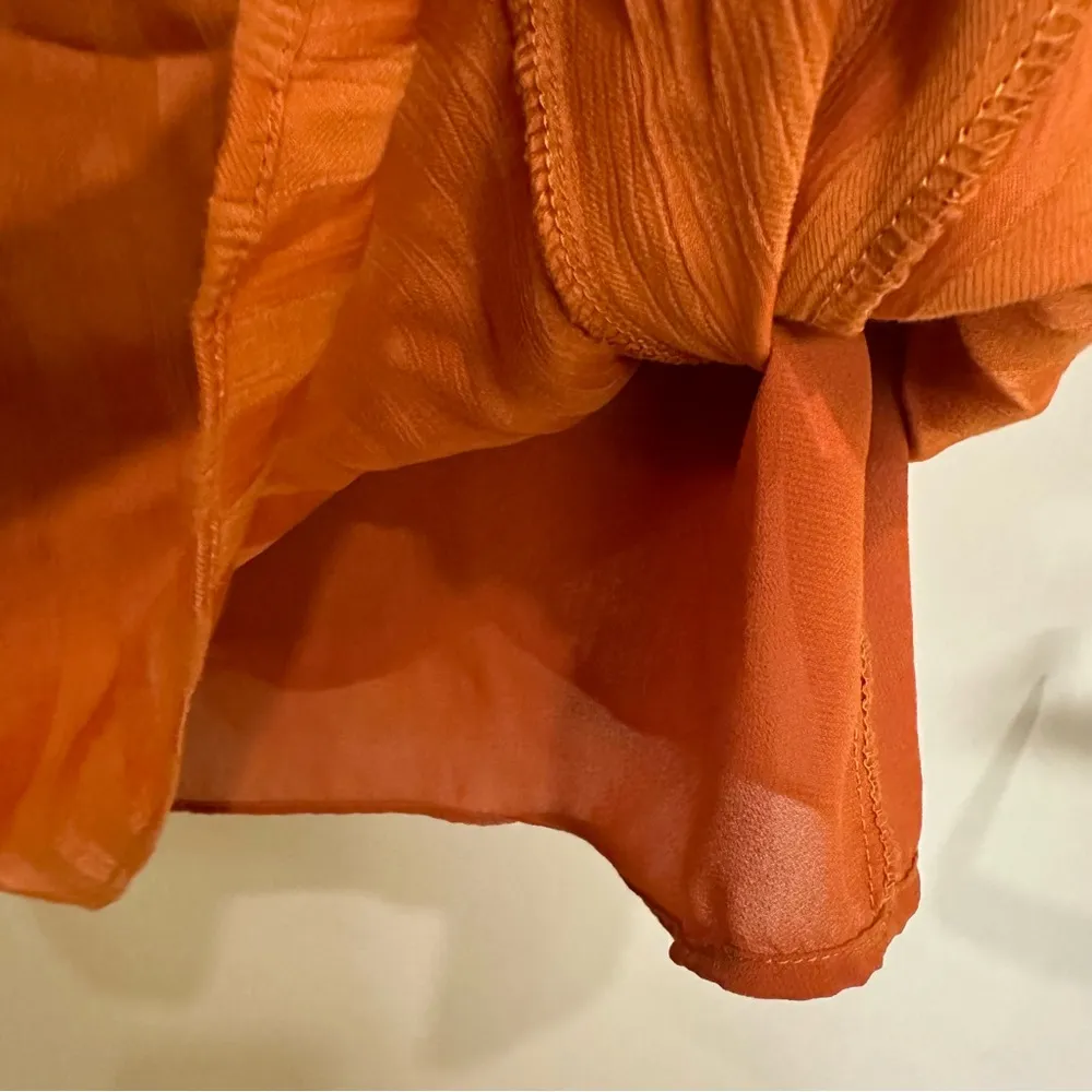 Sugar Lips Rust Spaghetti Strap Tonal Stripe Button Accent Cami Tank Top Small - Image 9