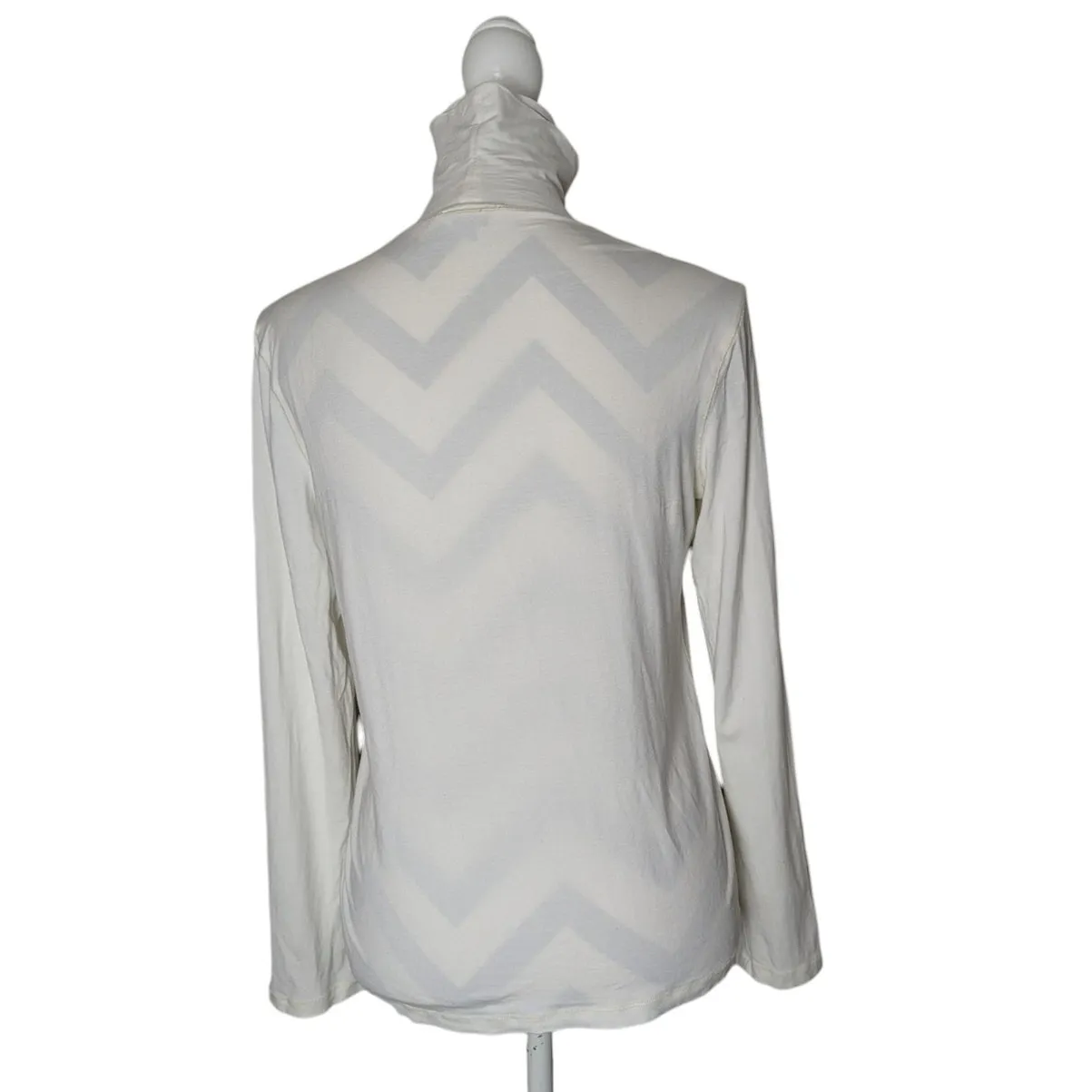 Max Mara MaxMara Jersey Knit Turtleneck Top Womens XL Winter White Long Sleeve - Image 3
