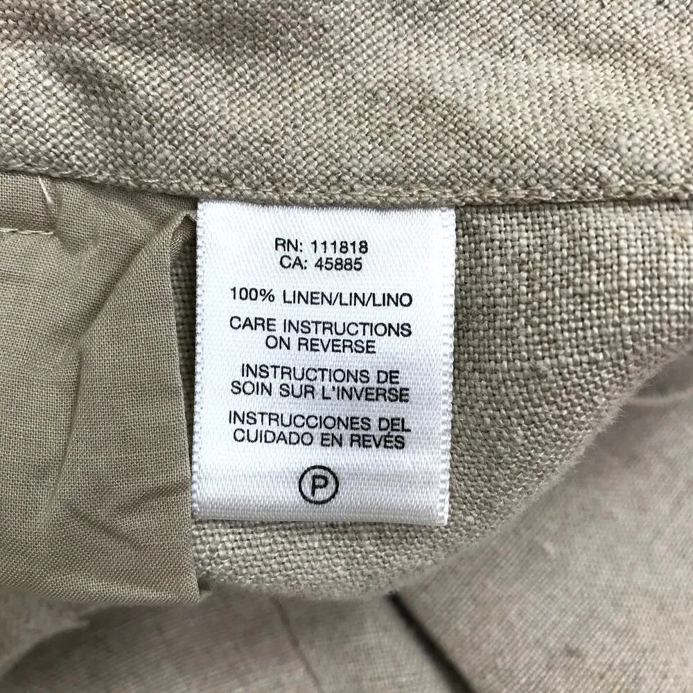 MICHAEL KORS Linen Wide Pant Women Sz10 Natural Cottage Fairy Retro Preppy Boho - Image 7