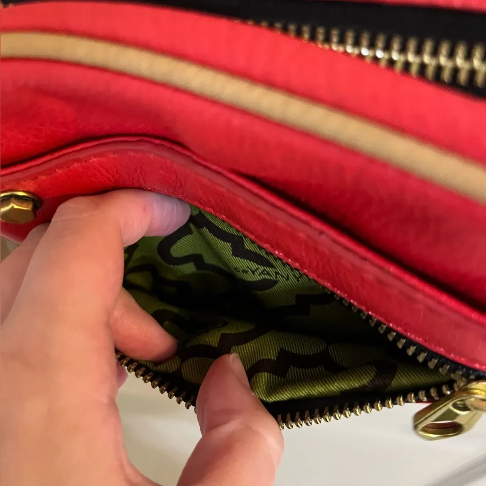 orYANY Leather Pebbled Red/White Crossbody Bag Red - Image 11