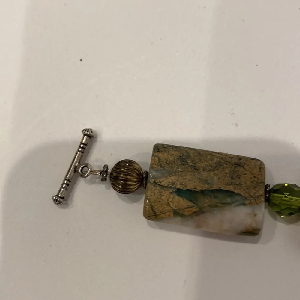 Bracelet Multicolored Rectangular Gemstones with Beads Between EUC OS Neutral - Image 8