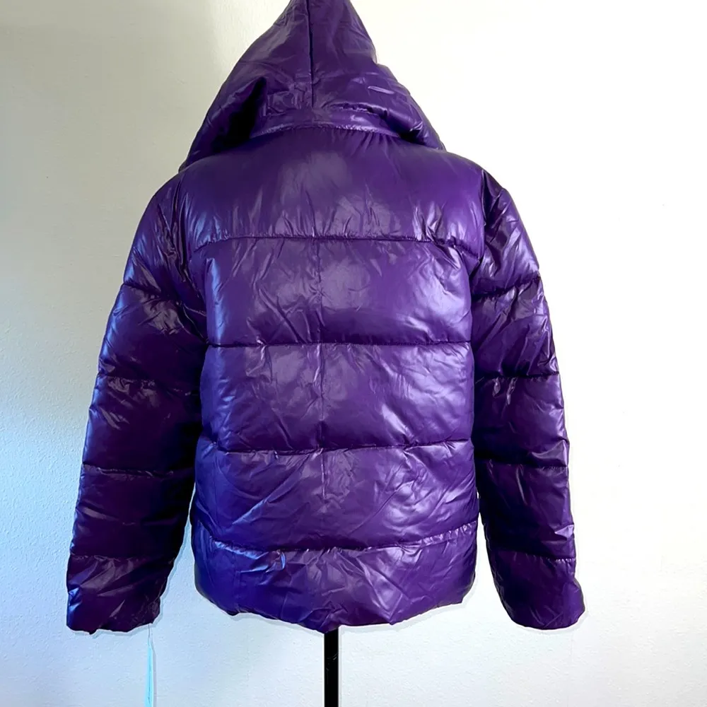 Kendall & Kylie coat puffer purple/orange removable hood L - Image 6